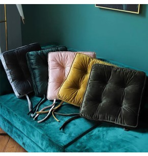 Velvet Square Buttoned Seat Cushion