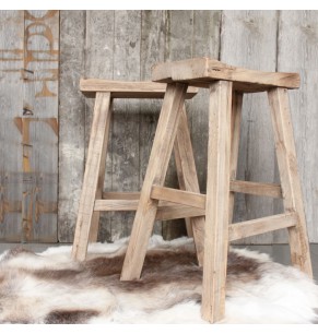 Vintage Rustic Wooden Bar Stool