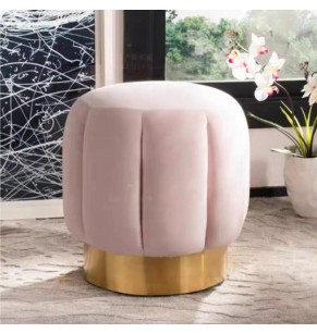 Wang Velvet Round Ottoman