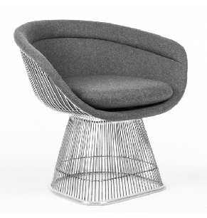 Warren Platner Style Wire Dining Chair upholstered