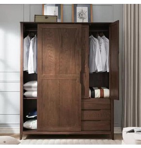 Ixchel Solid Oak Wood Wardrobe - Smoke Expresso