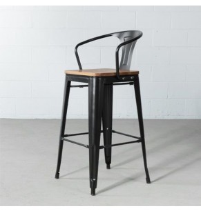 Xavier Pauchard Tolix Style Arm Chair Bar Stool - Wooden Top