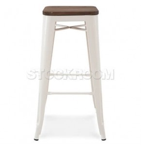 Xavier Pauchard Tolix Style Bar Stool (Wooden Top)