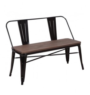 Xavier Pauchard Tolix Style Bench with Back (Elm Seat)