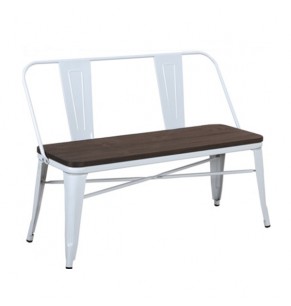 Xavier Pauchard Tolix Style Bench with Back (Elm Seat)