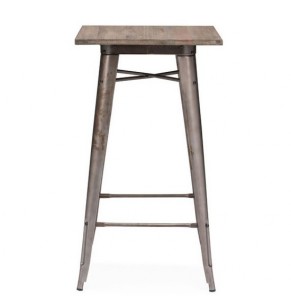Xavier Pauchard Tolix Style Wooden Top Square Bar Table / High Table