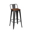 Xavier Pauchard Tolix Style Bar Stool - Mid-Back (Wooden Top)