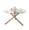 Erskine Round Glass Table with Solid Wood Base