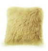 Mongolian Lamb Fur Cushion - Cream Yellow