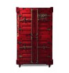 Industrial Style Metal Red Wooden Cabinet