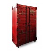 Industrial Style Metal Red Wooden Cabinet