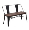 Xavier Pauchard Tolix Style Bench with Back (Elm Seat)