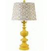 Yellow Spindle Table Lamp with Lattice Shade