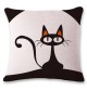 Black Cat Decorative Cushion - White