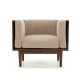Stockroom Brentwood Fabric Solid Oak Wood Lounge Chair and Single Seater Sofa