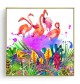 Stockroom Artworks - Square Canvas Wall Art - Flamingos and Leaves - More Sizes