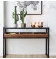 Orson Industrial Style Rectangular Narrow Console Table Glass Top with Storage
