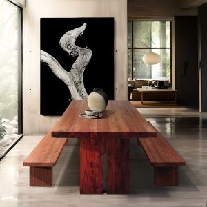 Modern Rustic Recycled Solid Elm Wood Dining Table