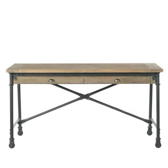 Chloe Industrial Loft Style Solid Wood Table with Drawers