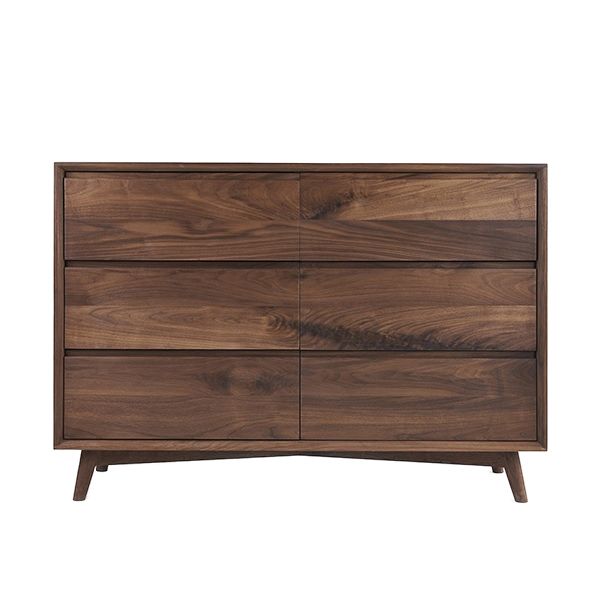 Chanda 6 drawers solid oak wood sideboard
