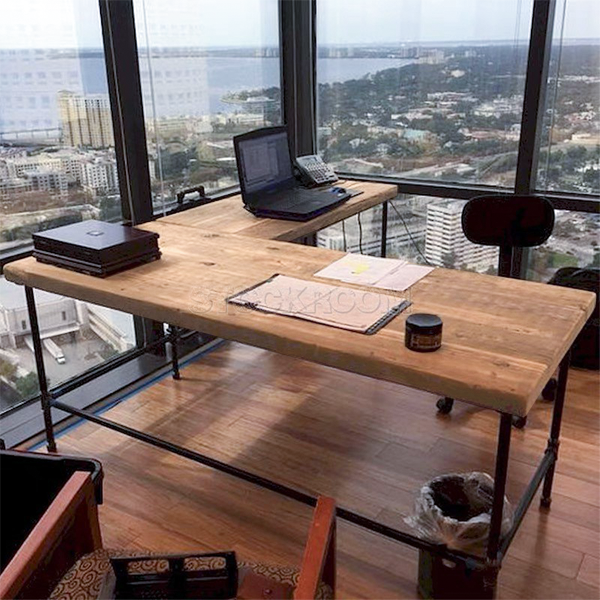 Alenna Industrial Style L-Shaped / Corner Computer Desk By Stockroom