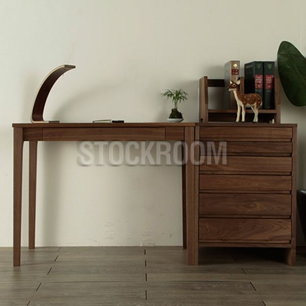 Alton Solid Oak Wood Desk with Drawers