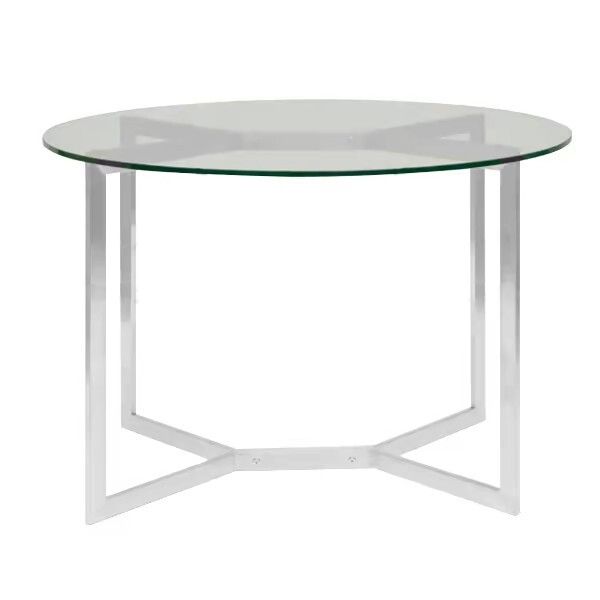 Bolster Round Glass Dining Table - Silver Base