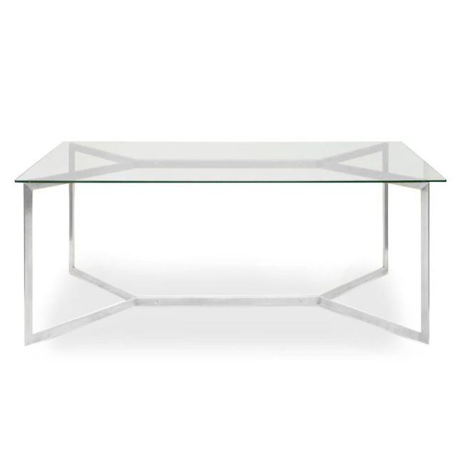 Bolster Glass Rectangle Dining Table - Silver Base