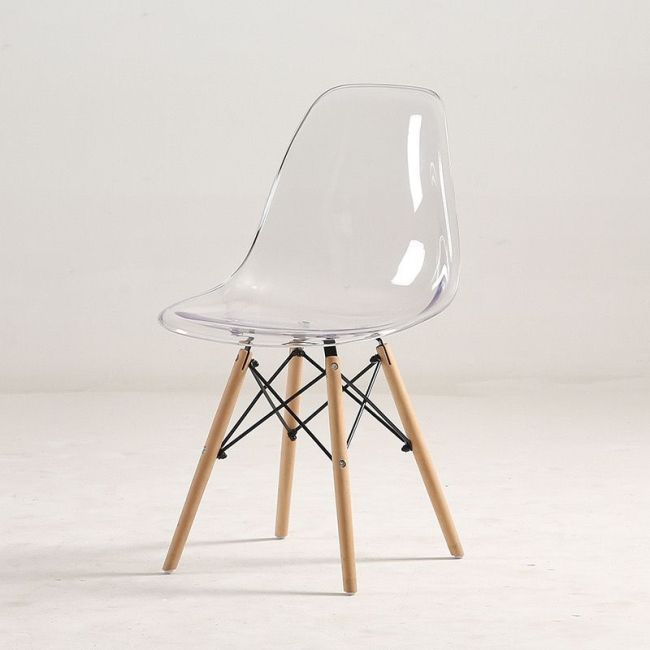 Charles Eames Style DSW Dining Chair - Transparent (Set of 2)