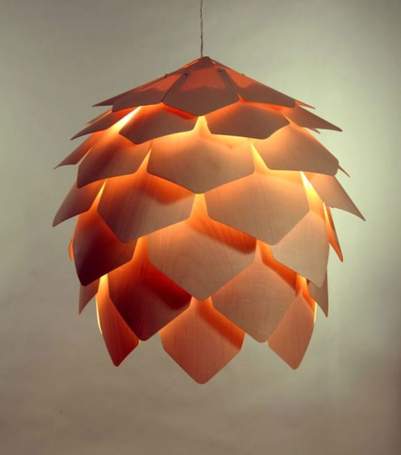 Wooden Artichoke Style Pendant Lamp