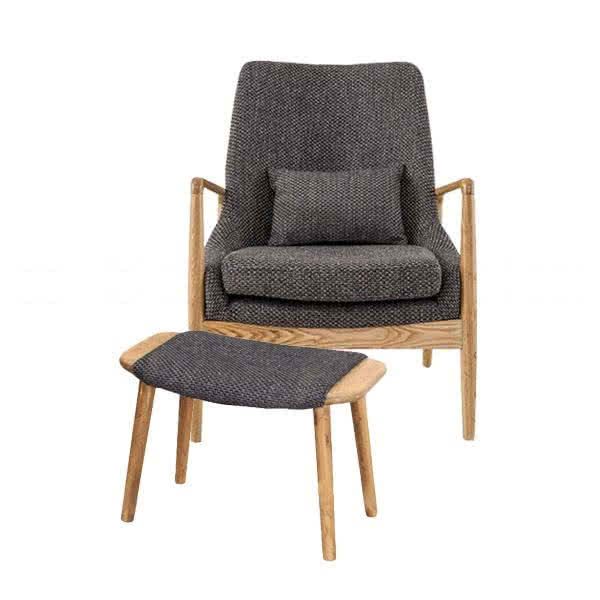 Cameron Solid Wood Upholstered Lounge Chair