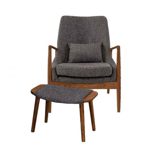 Cameron Solid Wood Upholstered Lounge Chair