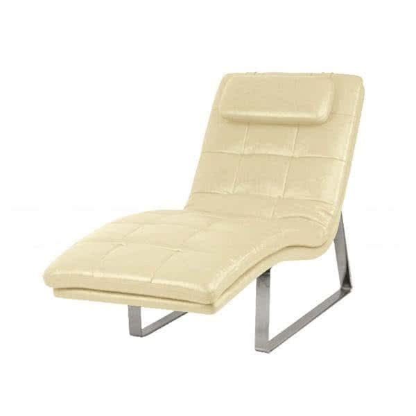 Ettore Leather Chaise Lounge Chair with Steel Frame