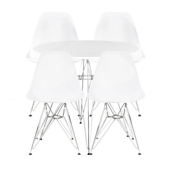 Stockroom  Eiffel Round Dining Table and Stockroom  Eiffel Dsr Dining Chair Combo Set - White