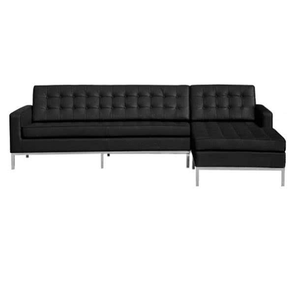Florence Knoll Style Leather Sofa - L Shape