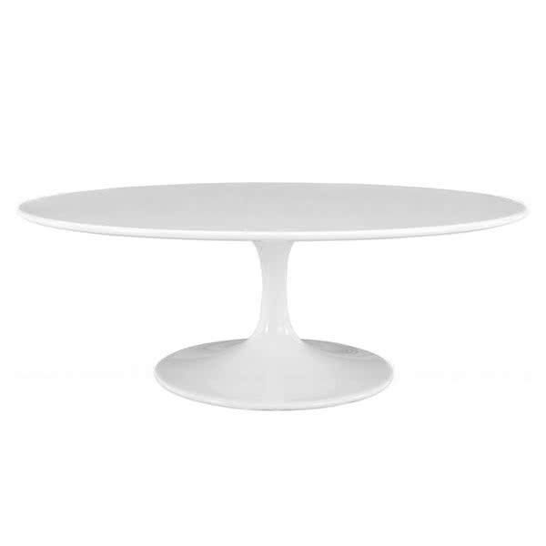 Tulip Style Oval White Coffee Table