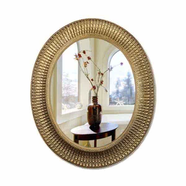 Jeffrys Ornamental Classical Frame Oval Accent Mirror - Antique Gold