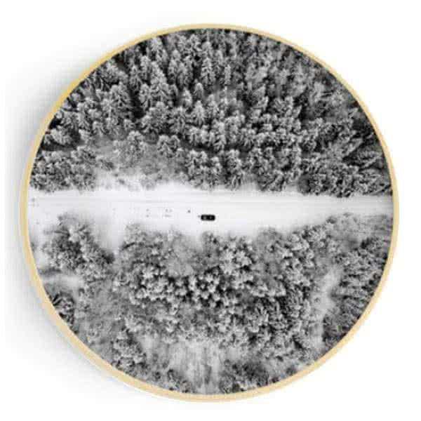 Stockroom Artworks - Circle Canvas Wall Art - Monochrome Rural Highway - More Sizes