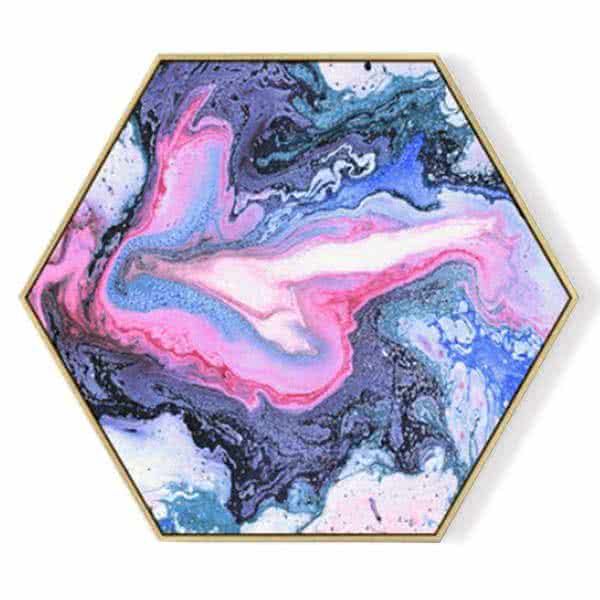 Stockroom Artworks - Hexagon Canvas Wall Art - Violet Pink Abstraction - More Sizes