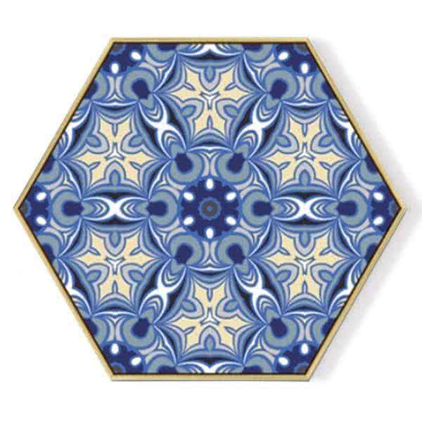 Stockroom  Artworks - Hexagon Canvas Wall Art - Poinsettia Kaleidoscope - More Sizes