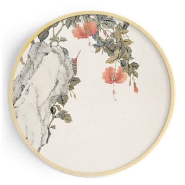 Stockroom Artworks - Circle Canvas Wall Art - Flowers and Insect - More Sizes