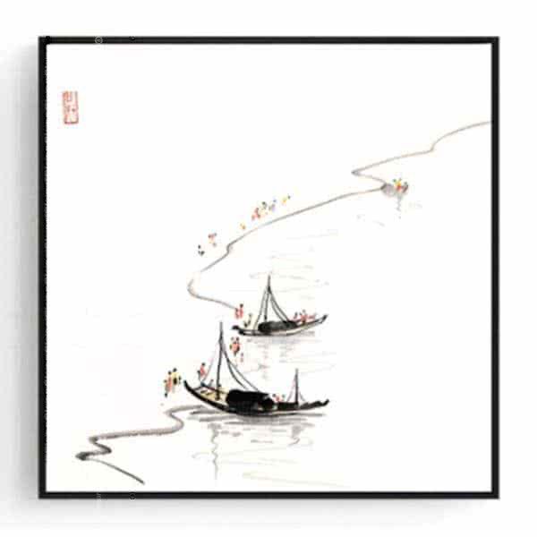 Stockroom Artworks - Square Canvas Wall Art - Double Boats - More Sizes
