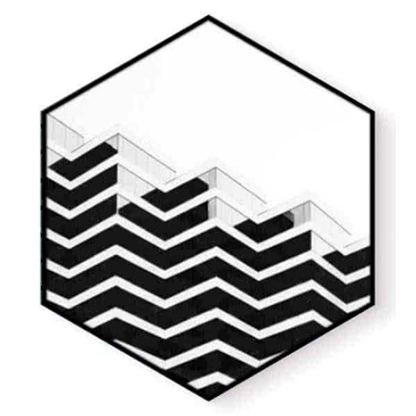 Stockroom Artworks - Hexagon Canvas Wall Art - Monochrome Waves - More Sizes