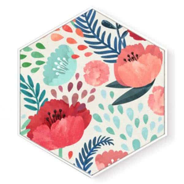 Stockroom Artworks - Hexagon Canvas Wall Art - Floral - More Sizes