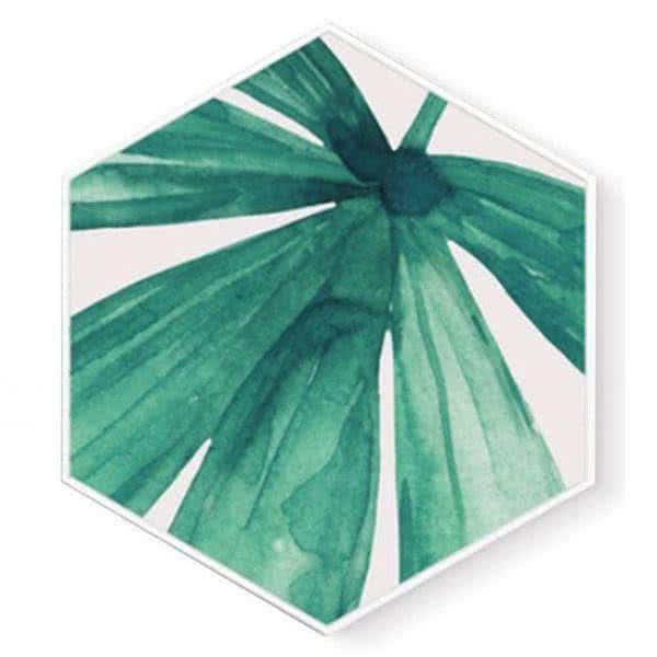 Stockroom Artworks - Hexagon Canvas Wall Art - Watercolor Spreading Leaf - More Sizes