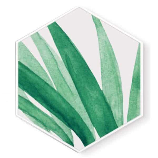 Stockroom Artworks - Hexagon Canvas Wall Art - Watercolor Whispy Leaf - More Sizes