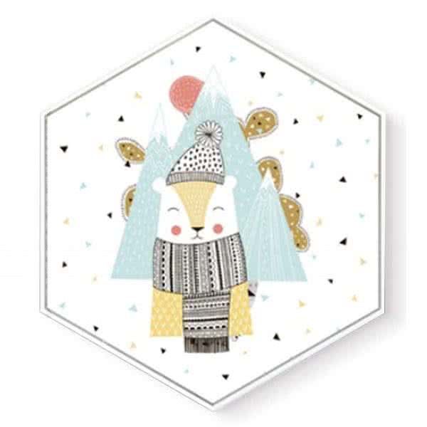 Stockroom Artworks - Hexagon Canvas Wall Art - Fox Keeping Warm - More Sizes