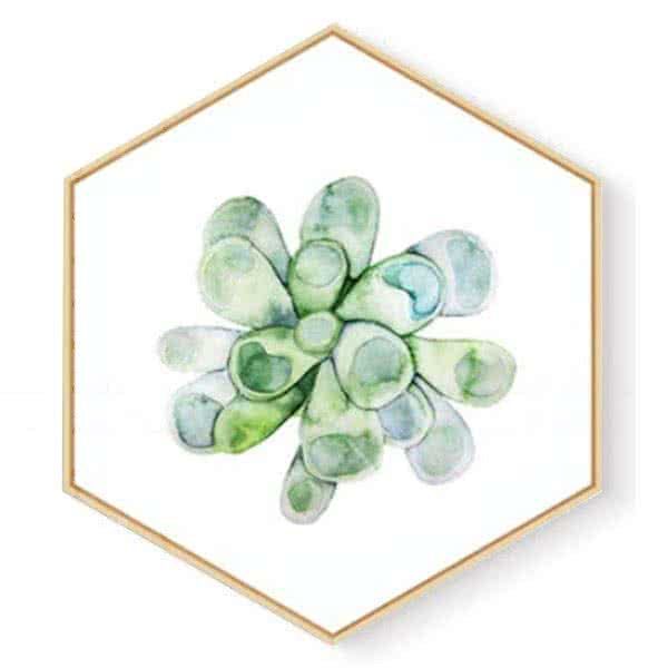 Stockroom Artworks - Hexagon Canvas Wall Art - Watercolor Plant - More Sizes