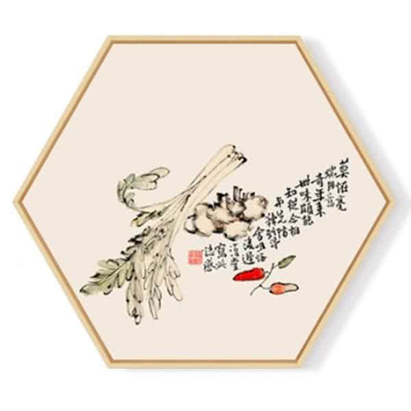 Stockroom Artworks - Hexagon Canvas Wall Art - Vegetables - More Sizes