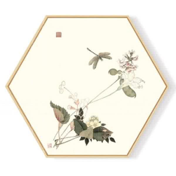 Stockroom Artworks - Hexagon Canvas Wall Art - Dragon Fly - More Sizes